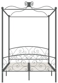 Estrutura de cama com dossel 140x200 cm metal cinzento