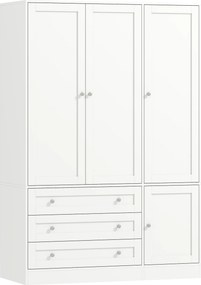 HOMCOM Guarda-roupa Quarto com 4 Portas, 3 Gavetas, Barra de Suspensão e Prateleira Regulável, 120 x 50 x 176,5 cm, Branco | Aosom Portugal