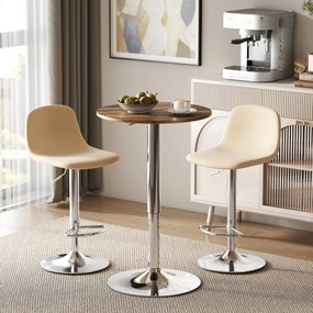 Mesa de bar alta, altura ajustável de 67 a 93 cm (BANCOS NÃO INCLUIDOS), tampo giratório a 360°, castanho