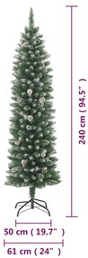 Árvore de Natal artificial fina com suporte PVC 240 cm