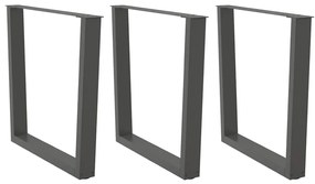 Pés para mesa de jantar em V, 3 peças, antracite, 90x (72-73,3) cm, aç