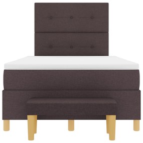 Cama Box Spring com Colchão e Banco Marrom Escuro 120x190 cm Tecido