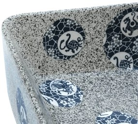 Lavatório de bancada retangular 46x35,5x13 cm cerâmica multicor