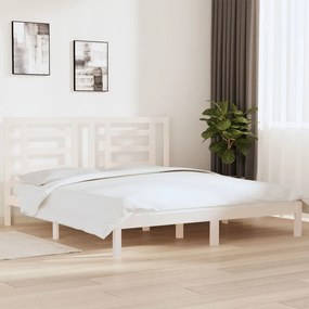 3104364 vidaXL Estrutura de cama super king 180x200 cm madeira maciça branco