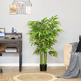 Planta artificial de bambu, árvore artificial de 140 cm com vaso, planta artificial verde para decoração de interiores