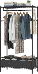 Guarda-roupa com prateleiras em rede design aberto 40 x 90 x 180 cm preto