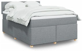 vidaXL Cama com molas/colchão 160x200 cm tecido cinzento-claro