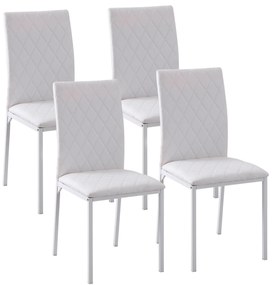 HOMCOM Conjunto de 4 Cadeiras de Sala de Jantar Estofadas com Pés de Metal Cadeiras Modernas para Cozinha 41x50x91cm Branco | Aosom Portugal