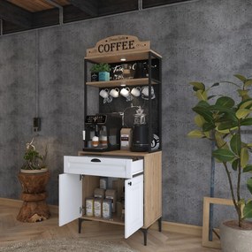 Armário Alto de Cozinha "Avellano" - Nogueira e Branco - 70x170.4x40cm