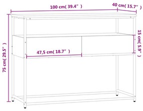 Mesa consola 100x40x75 cm derivados de madeira preto