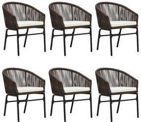 7 pcs conjunto de jantar para jardim castanho