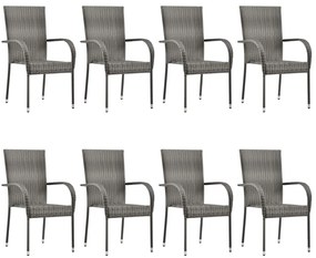 9 pcs conjunto de jantar para jardim cinzento
