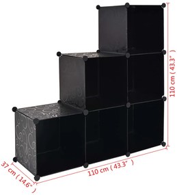 Cubos de arrumação com 6 compartimentos preto