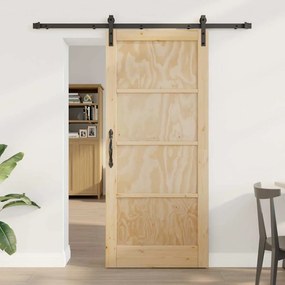 vidaXL Porta Deslizante 86x198,5 cm Conjunto de 2 Natural e Preto