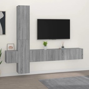 Conjunto móveis de TV 5 pcs madeira processada sonoma cinza