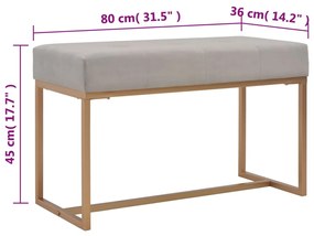 Banco Jean em Veludo e Pernas Douradas com 80cm - Cinzento - Design Mo