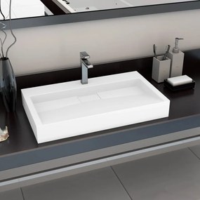 vidaXL Lavatório 80x46x11 cm mineral/mármore fundido branco