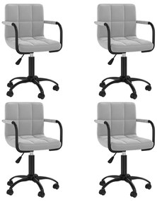 vidaXL Cadeiras de jantar giratórias 4 pcs veludo cinzento-claro