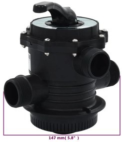 Válvula multiportas para filtro de areia ABS 38 mm 6-vias