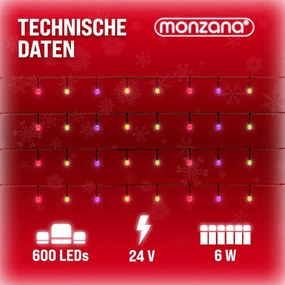 Corrente luminosa de Natal com controlo remoto de 60 m Multicolorido + Preto