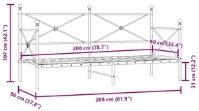 Cama de Dia sem Colchão 90x200 cm aço branco