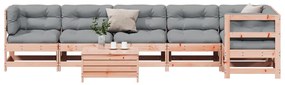 7 pcs conj. lounge jardim com almofadões madeira douglas maciça
