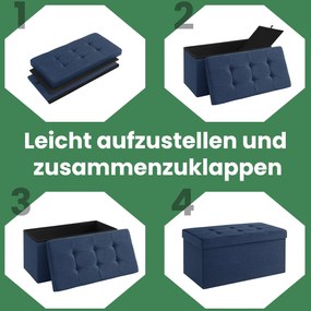 Banco com espaço de arrumação 38,1 x 76,1 x 38,1 cm azul escuro