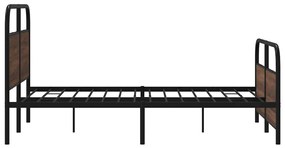 Estrutura de cama sem colchão 137x190cm metal carvalho castanho