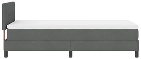 Cama Box com Colchão e LED Cinza Escuro 90x200 cm Tecido