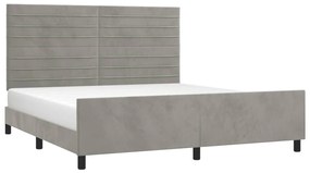 Estrutura de cama c/ cabeceira 160x200 cm veludo cinzento-claro