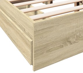 Estrutura de cama c/ gavetas derivados madeira carvalho sonoma