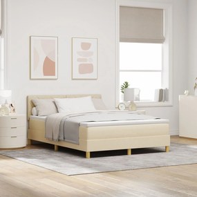 Cama Box Spring com Colchão Creme 140x190 cm Tecido