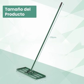 Ancinho para nivelar relva Ferramenta de relva resistente com pega ergonómica para o solo para jardim pátio quinta 75 x 25 cm Verde