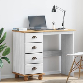 vidaXL Mesa "ASKIM" com Gavetas Branca 95x40x75 cm Madeira Sólida de Pinheiro
