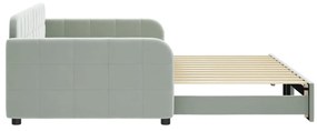 Sofá-cama com gavetão 100x200 cm veludo cinzento-claro
