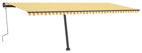 Toldo retrátil manual com LED 600x300 cm amarelo e branco