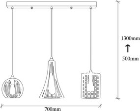 Candeeiro de Teto Fellini – Preto – 70 x 23 cm