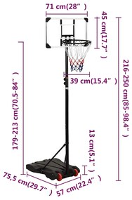 Tabela de basquetebol 216-250 cm policarbonato transparente