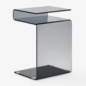 Mesa Auxiliar Retangular 40x35 Cm Em Vidro Temperado Diora Preto - Sklum