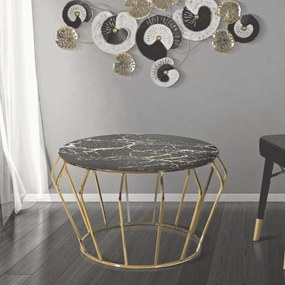 MESA DE CENTRO HISTOR Ø 78X44,5 CM DOURADA E PRETA