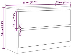 Móvel de TV 80x35x54 cm derivados de madeira branco