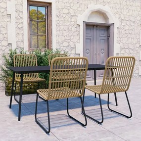 vidaXL 5 pcs conjunto de jantar para exterior vime PE e vidro