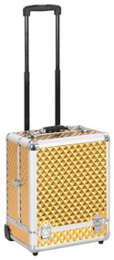vidaXL Trólei de maquilhagem 35x29x45 cm alumínio dourado