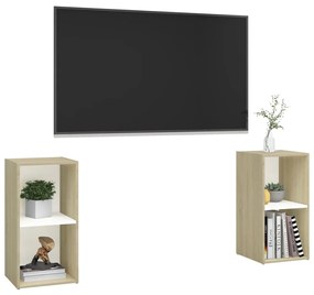 Móveis de TV 2 pcs 72x35x36,5cm contrap. branco/carvalho sonoma