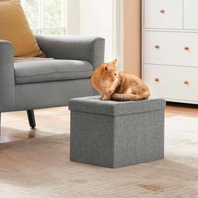 Banco com espaço de arrumação 31 x 41 x 31 cm cinzento claro