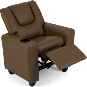 Poltrona reclinável para crianças em veludo, com porta-copos e apoio para os pés ajustável, para sala de estar ou área de jogos, a partir dos 3 anos,