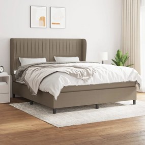 vidaXL Cama com molas/colchão 160x200 cm tecido castanho-acinzentado