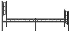 Estrutura de cama com cabeceira e pés 90x190 cm metal preto