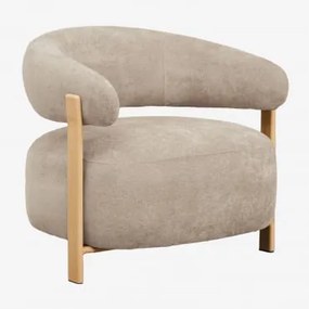 Poltrona Jolie Em Tecido Chenille Madeira Natural & Tecido Chenille Castanho Trigo - Sklum
