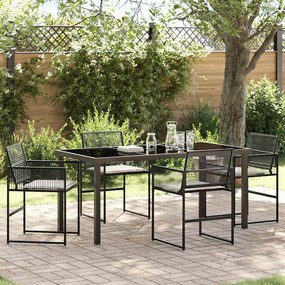 vidaXL Conjunto de Jantar de Jardim com Almofadas - 5 Peças em Rattan Sintético Preto.